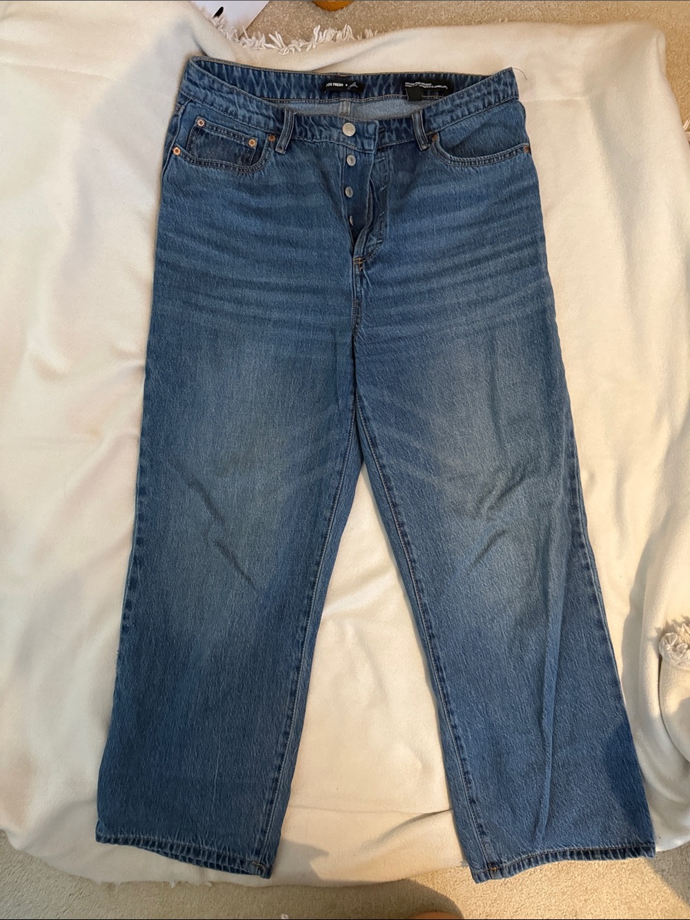 Classic Blue Cropped Straight-Leg Jeans by